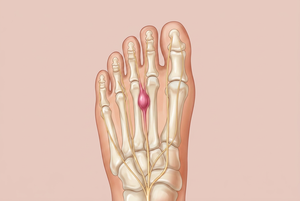 Illustration of Neuromas — Nerve pain in the ball of the foot, often triggered by narrow or unsupportive shoes.